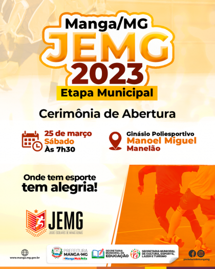 JEMG - As publicações das tabelas de jogos da etapa estadual do JEMG/2023  já estão disponíveis no site do JEMG, via aba Etapas/Estadual. Nesse  caminho, você acessa a sua modalidade e confere